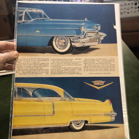 Vintage 1950s Instant Jello Pudding Ad on Side 1 & Cadillac Ad on side 2; Girl - Picture 8 of 10